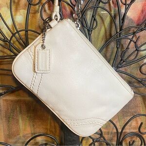 Coach Leather Wristlet Cream Colour